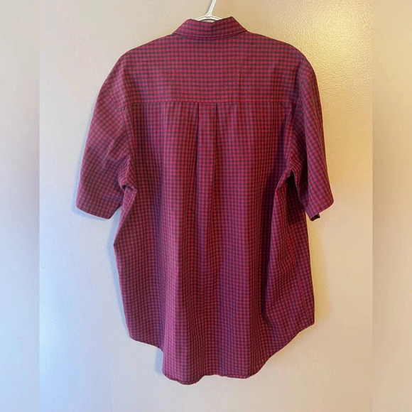 Wrangler Button Down Shirt Plaid Red Blue Large Short Sleeve Western Casual - Picture 3 of 4